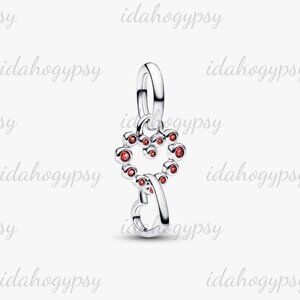 Pandora Connected Hearts & Red Stones Dangle Charm